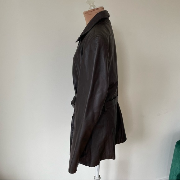 Marvin Richards Vintage Chocolate Brown Leather Zip Front Belted Jacket Size M - Picture 4 of 12